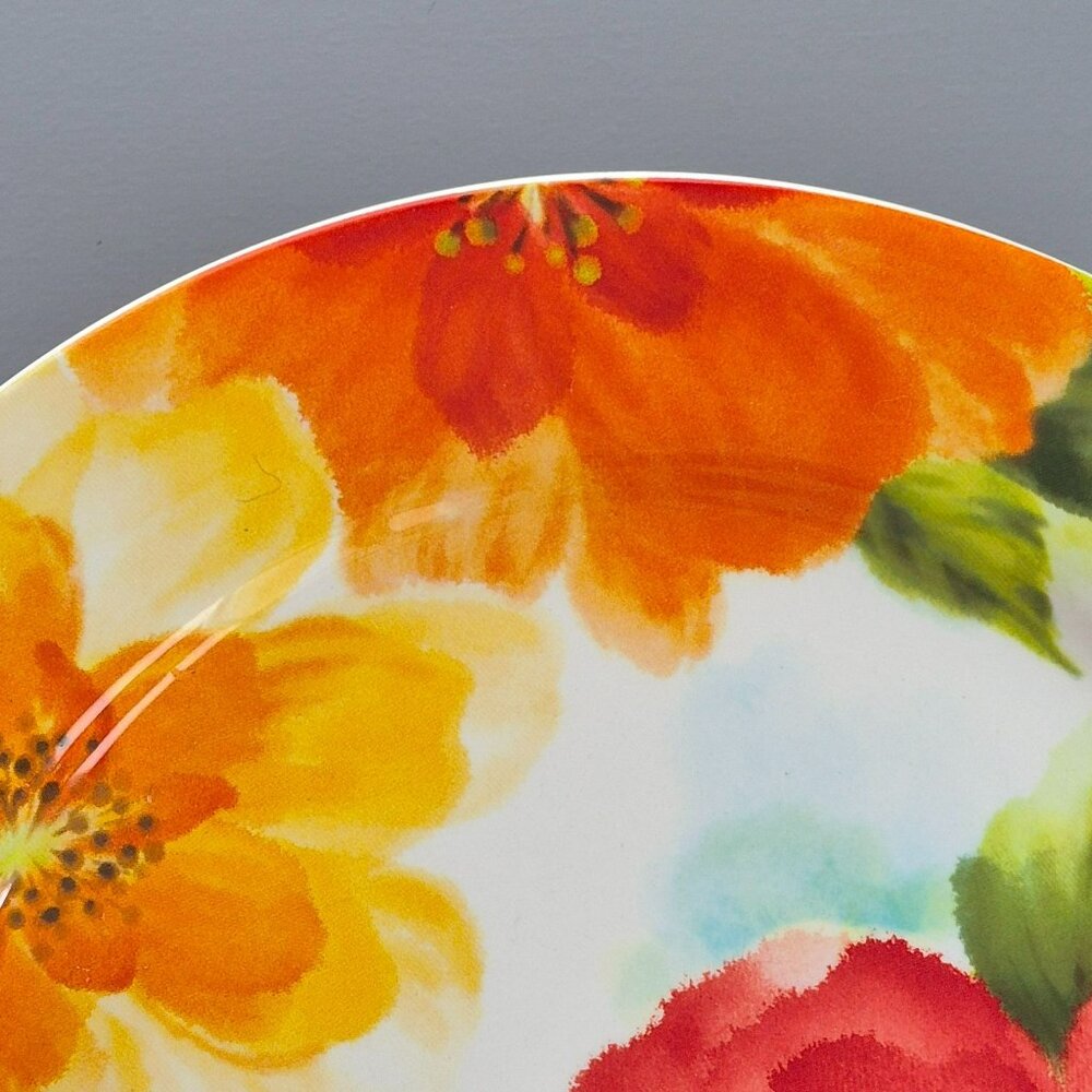 Pier 1 Imports Amelia Floral Dinner Plate, Bright Colored Flowers, Ironstone - Picture 4 of 11